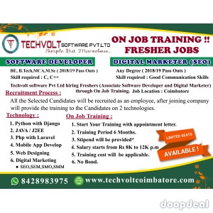Python Training with Job||Python Internship in Coimbatore Techvolt Software